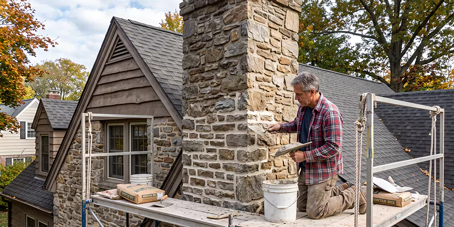 Tuckpointing Stone Chimney Torrance