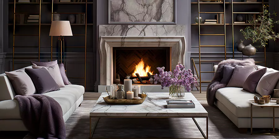 Modern Tile and Stone Fireplace Design Torrance